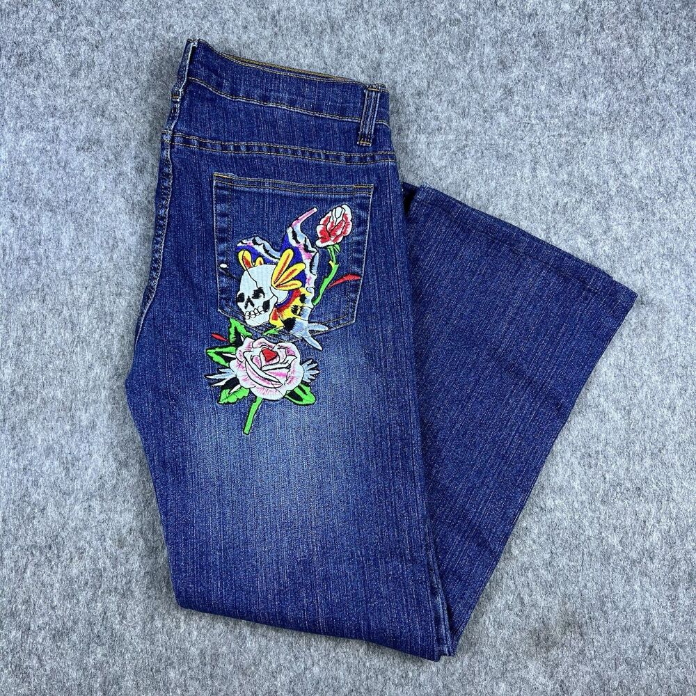 Vtg Coogi Women’s Jeans Embroidered Pockets Straight Leg Blue Denim Y2K Sz 17/18